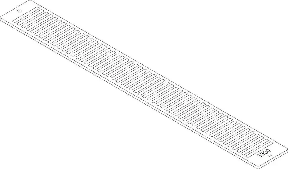 Weißes, langes Aufsteckgitter mit parallelen Schlitzen, das von Bosch stammt, zur Luftzirkulation in Heizkörpern oder ähnlichen Anwendungen geeignet.